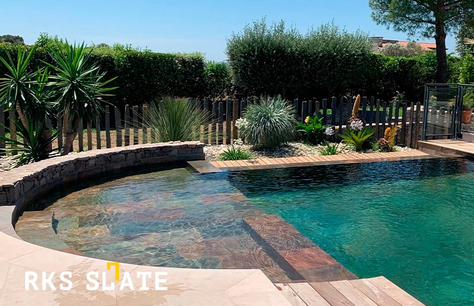 Облицовка бассейна натуральной сланцевой плиткой Copper Natura: Превосходство природы в вашем водном пространстве — RKS SLATE