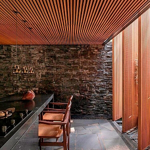 Камень в интерьере 3D панели RKS SLATE Кварцит Black Quartz Country