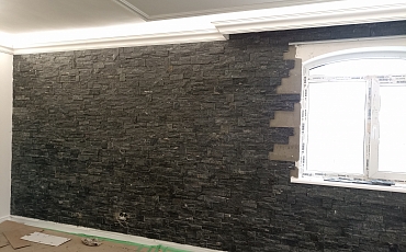 Современный акцент в интерьере с помощью 3D панелей RKS SLATE Кварцит Black Quartz Modern