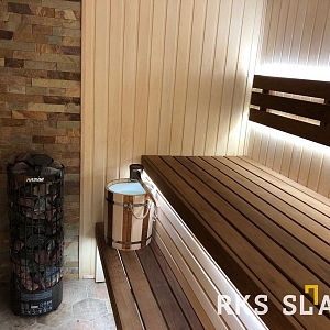 натуральный камень для бани на стену 3D панели RKS SLATE Сланец Multicolor Classic пример интерьера