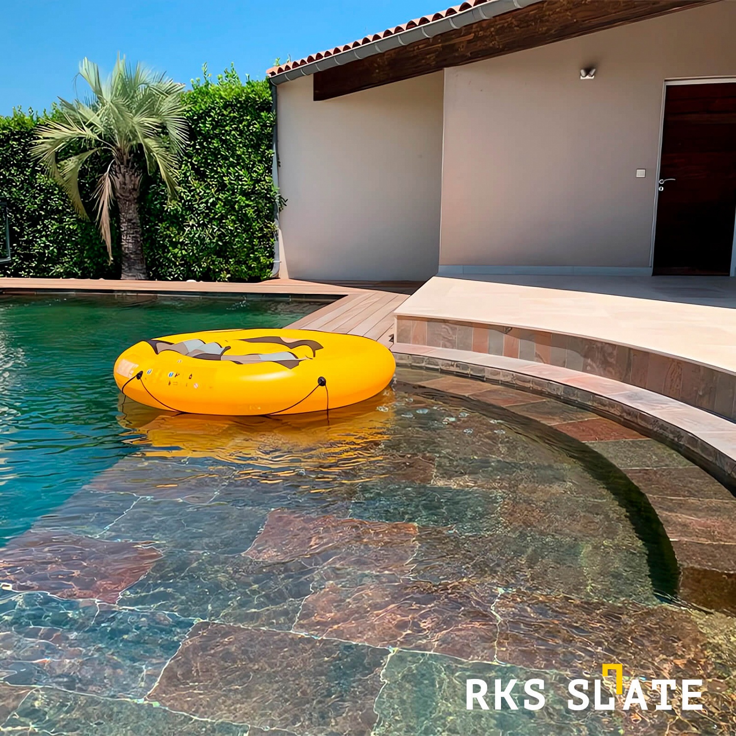 Облицовка бассейна натуральной сланцевой плиткой Copper Natura: Превосходство природы в вашем водном пространстве