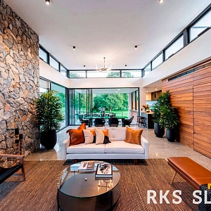 Камень в интерьере гостиной RKS SLATE Beige Grey Quartz Loose