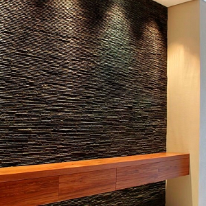 Камень в интерьере 3D мозаика из камня RKS SLATE Кварцит Black Quartz Pencil