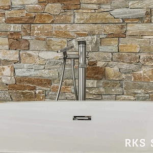 Камень в интерьере ванной 3D панели RKS SLATE Кварцит Multi Quartz Country