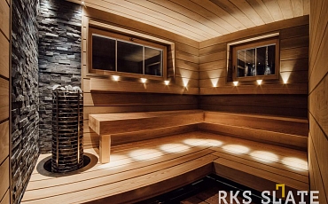 Натуральный камень для отделки бани - 3D мозаика из камня RKS SLATE Сланец Black Bark Rockface: стильный и долговечный интерьер