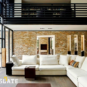 Декоративный камень в отделке интерьера RKS SLATE Кварцит Beige Quartz Country