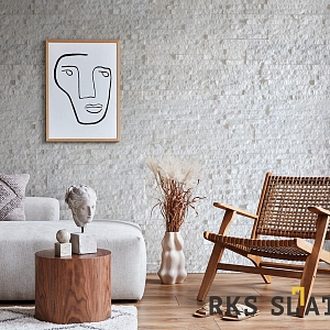 Камень в интерьере современный — 3D панели RKS SLATE Кварцит White Quartz Classic