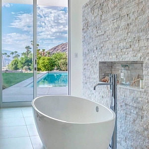 Дизайн ванной комнаты плитка камень — 3D панели RKS SLATE Кварцит White Quartz Classic