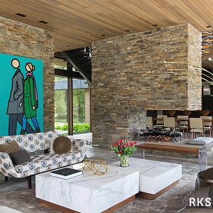 Камень в интерьере гостиной RKS SLATE Сланец Cedar Slate Country