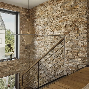 Отделка камнем лестницы 3D панели RKS SLATE Кварцит Multi Quartz Country