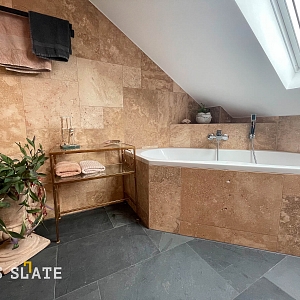 Натуральный камень в ванной Сланец Brazil Black Natural — RKS SLATE