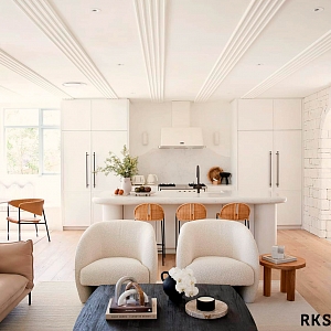 Камень в интерьере гостиной 3D панели RKS SLATE Песчаник White Sandstone Country